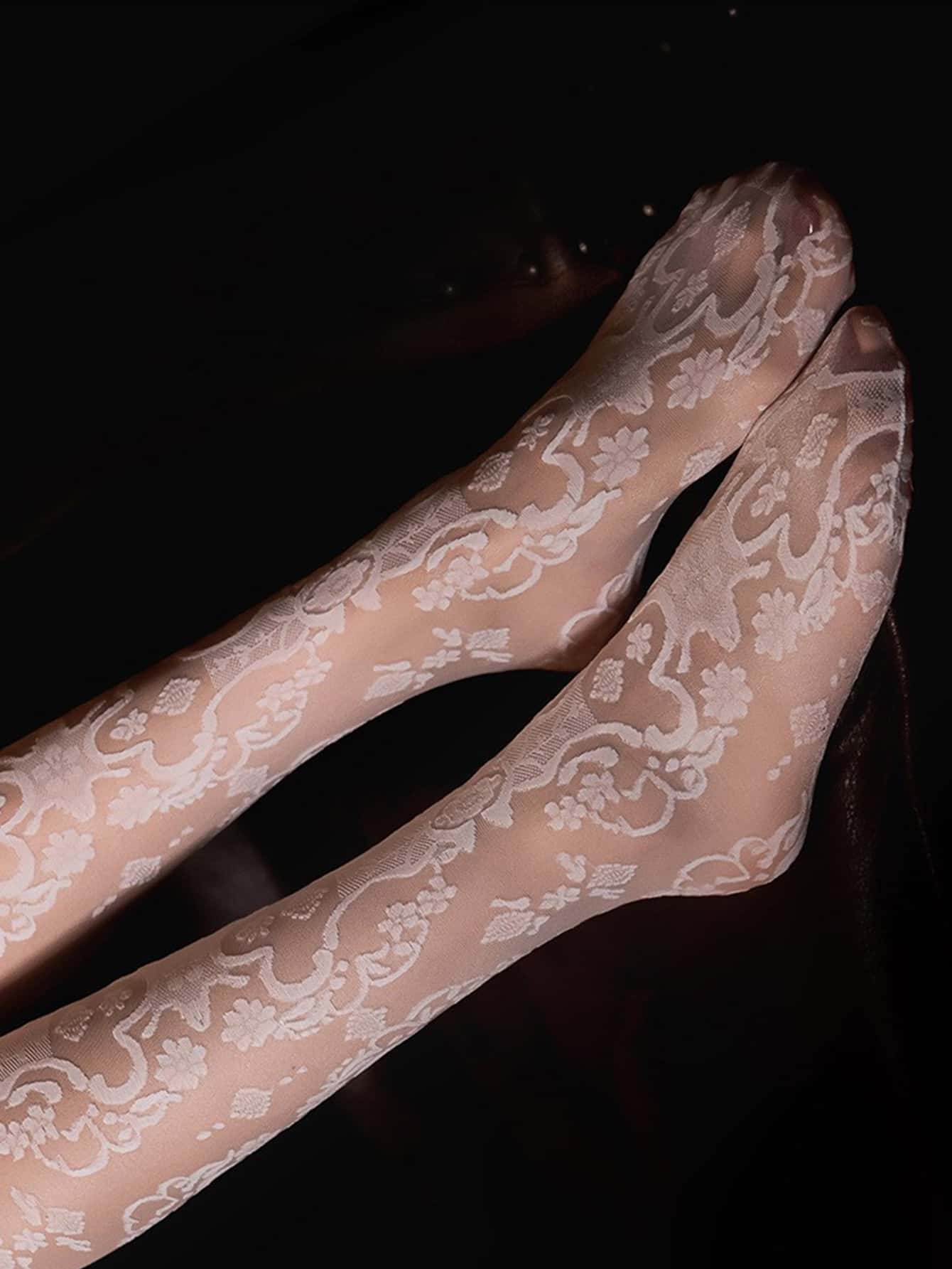 Buy SHEIN 1pair Women Floral Pattern Fashionable Tights, For Daily Life in Pakistan