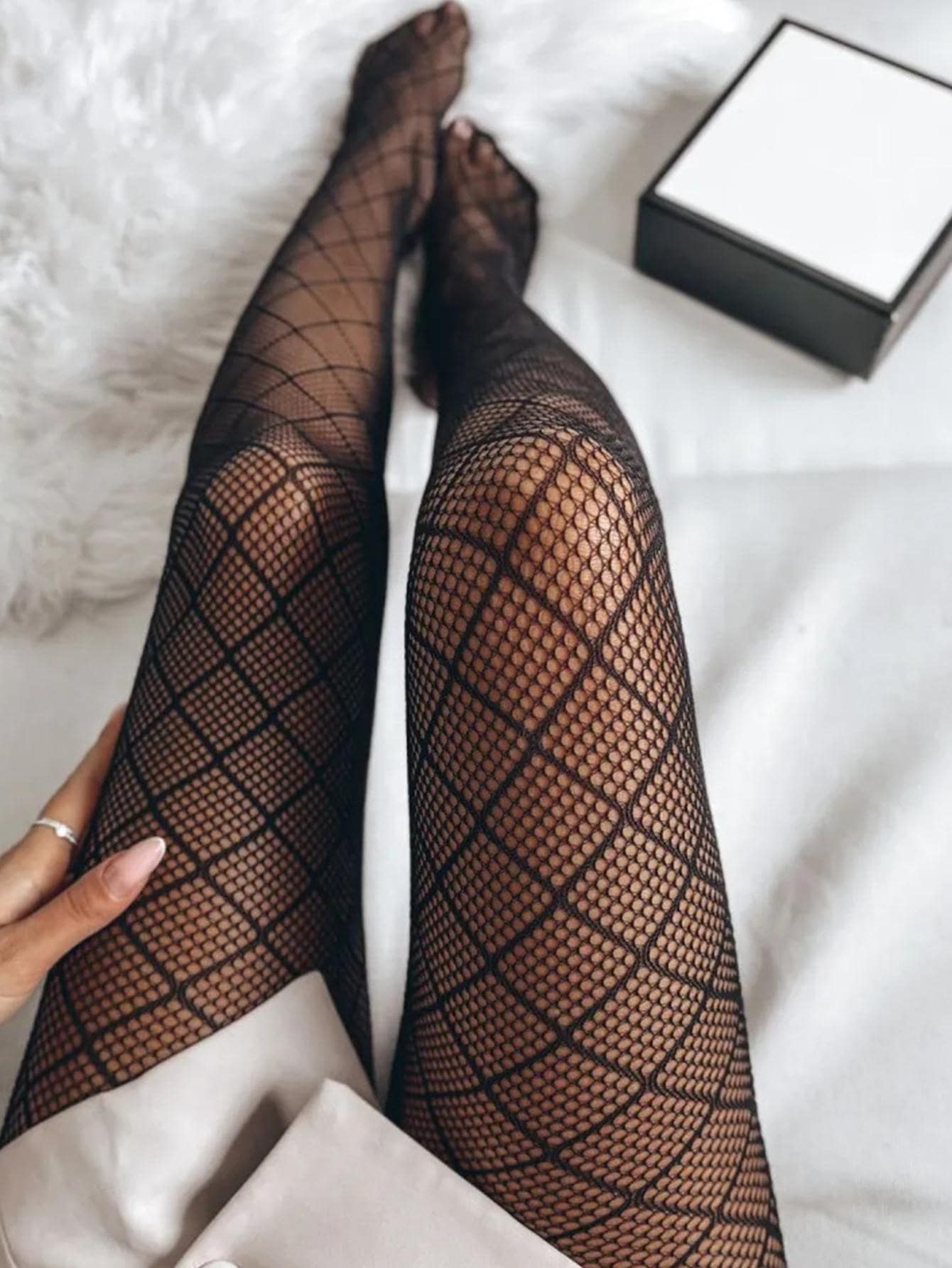 Buy SHEIN 1pair Women Plaid Pattern Fashionable Fishnet Tights For Daily Life in Pakistan