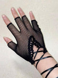 Buy SHEIN 1pair Women Solid Fishnet Fashion Fingerless Gloves in Pakistan