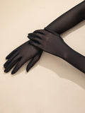 Buy SHEIN 1pair Women's Fashionable Simple Mesh Gauze Long Gloves, Suitable For Decor, Travel, Party Matching in Pakistan