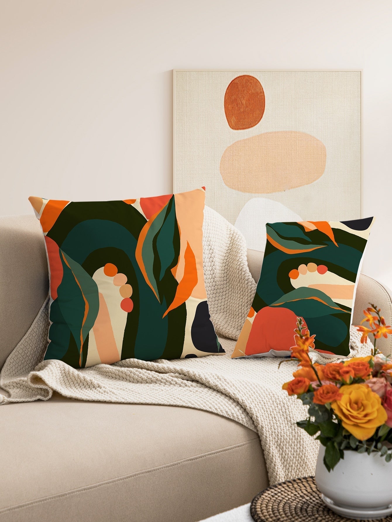 Buy SHEIN 1pc Abstract Print Cushion Cover Without Filler, Modern Throw Pillow Case, Pillow Insert Not Include, For Sofa, Living Room in Pakistan
