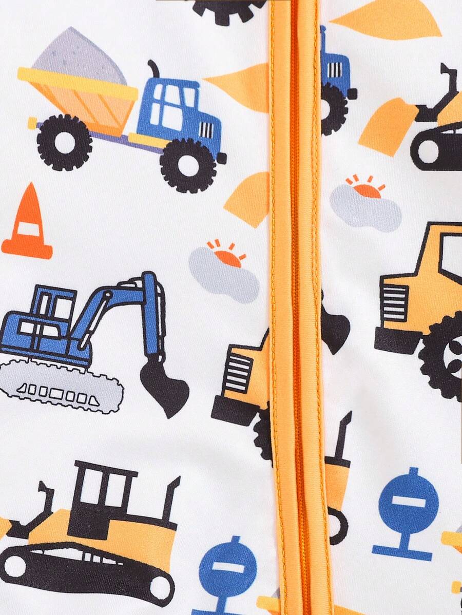 Buy 1pc Baby Boy Cute Cartoon Truck Print Comfortable Long Sleeve Jumpsuit, Suitable For Autumn & Winter in Pakistan