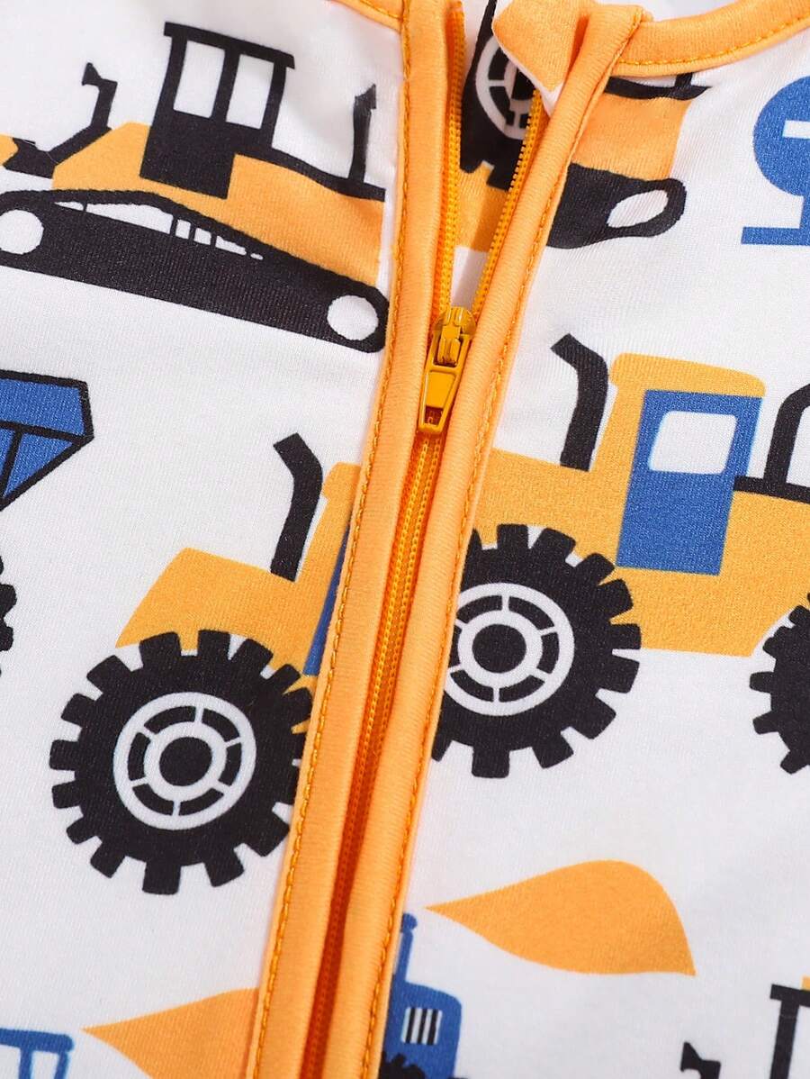 Buy 1pc Baby Boy Cute Cartoon Truck Print Comfortable Long Sleeve Jumpsuit, Suitable For Autumn & Winter in Pakistan