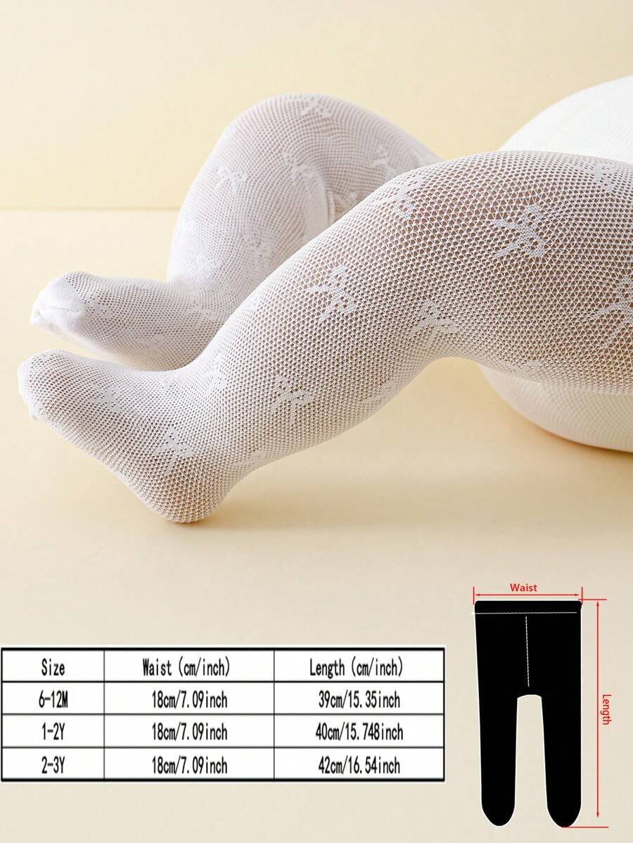 Buy SHEIN 1pc Baby Girls' White Butterfly Jacquard Fishnet Stocking, Suitable For Summer Daily Wear in Pakistan