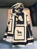 Buy SHEIN 1pc Black Horse Pattern Warm Scarf/Shawl For Women, Winter Thick Dual-Use Scarf Wrap For Office And Air-Conditioned Room Accessories Women in Pakistan