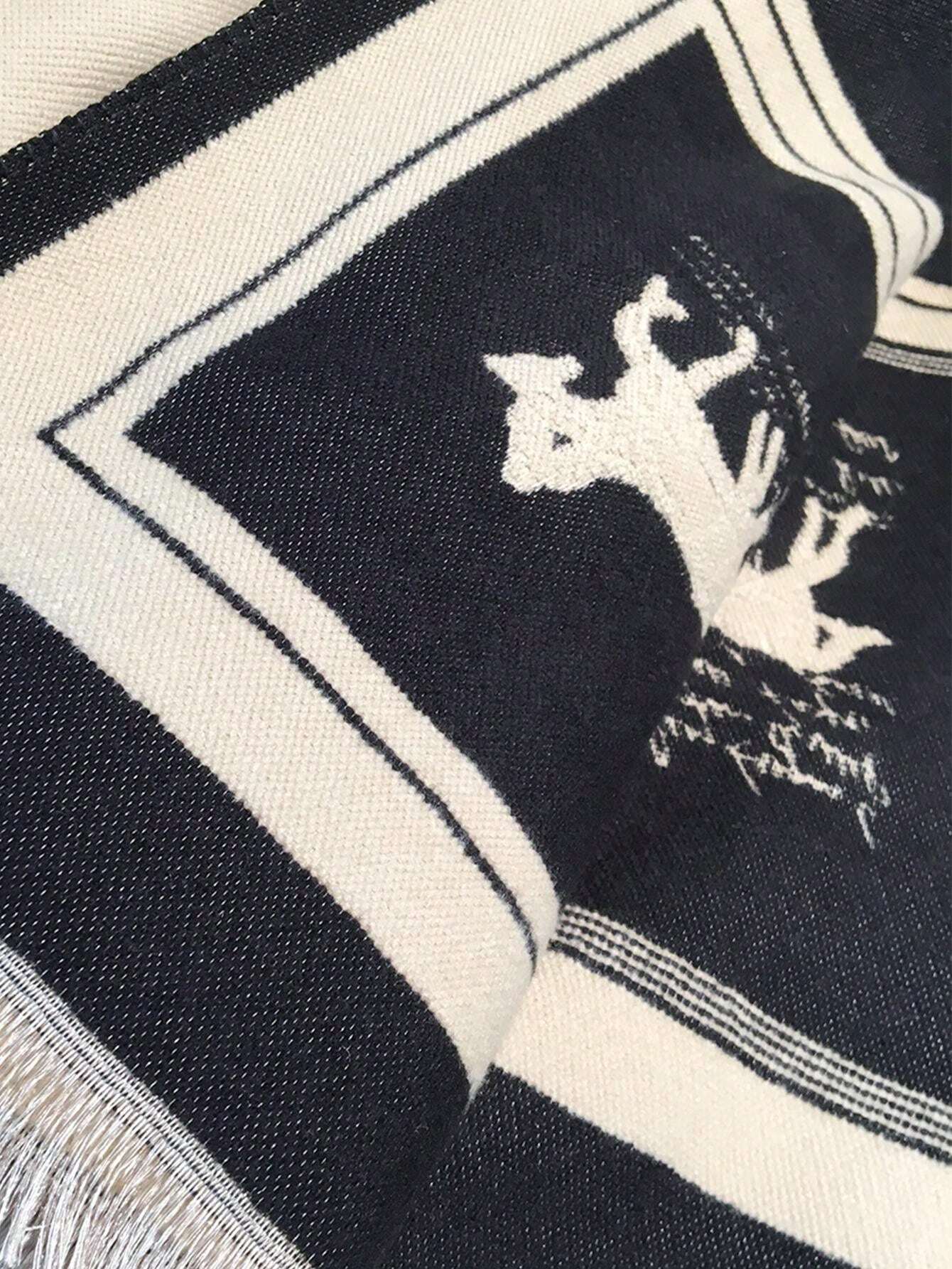 Buy SHEIN 1pc Black Horse Pattern Warm Scarf/Shawl For Women, Winter Thick Dual-Use Scarf Wrap For Office And Air-Conditioned Room Accessories Women in Pakistan