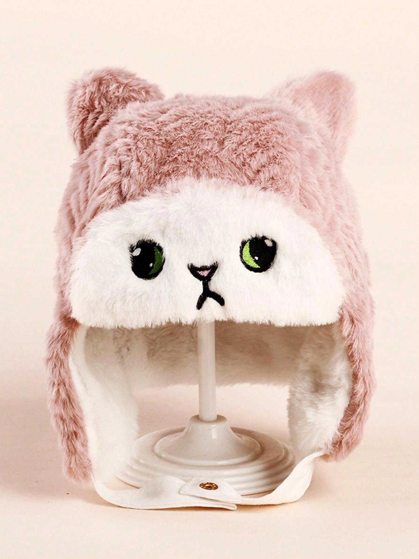 Buy SHEIN 1pc Cartoon Knitted Ear Protection Thickened Hat For Kids And Babies, Winter in Pakistan