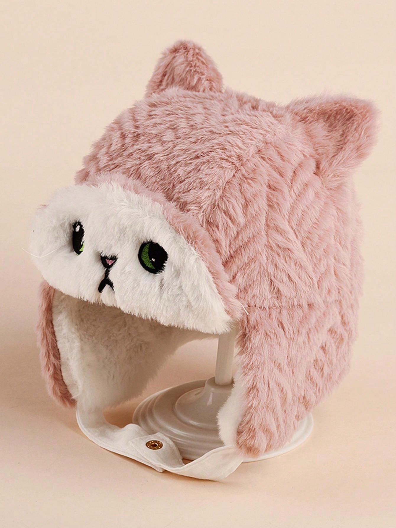 Buy SHEIN 1pc Cartoon Knitted Ear Protection Thickened Hat For Kids And Babies, Winter in Pakistan