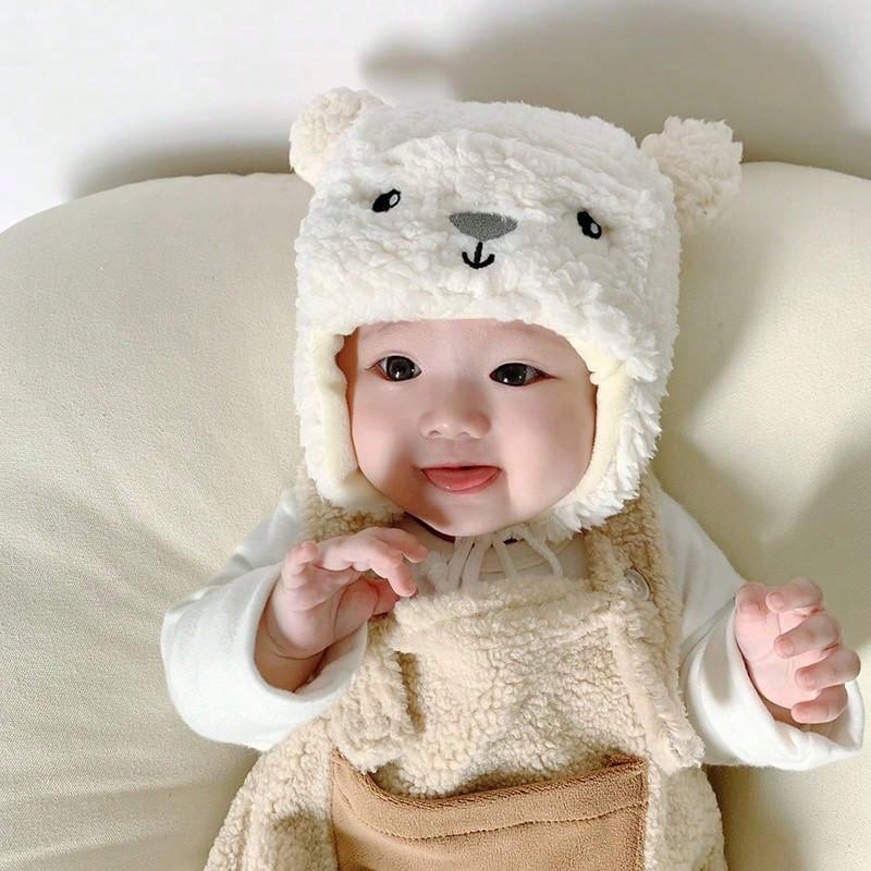 Buy SHEIN 1pc Cute Bear Shaped Toddler Baby Hat With Earflaps For Daily Winter Outing in Pakistan
