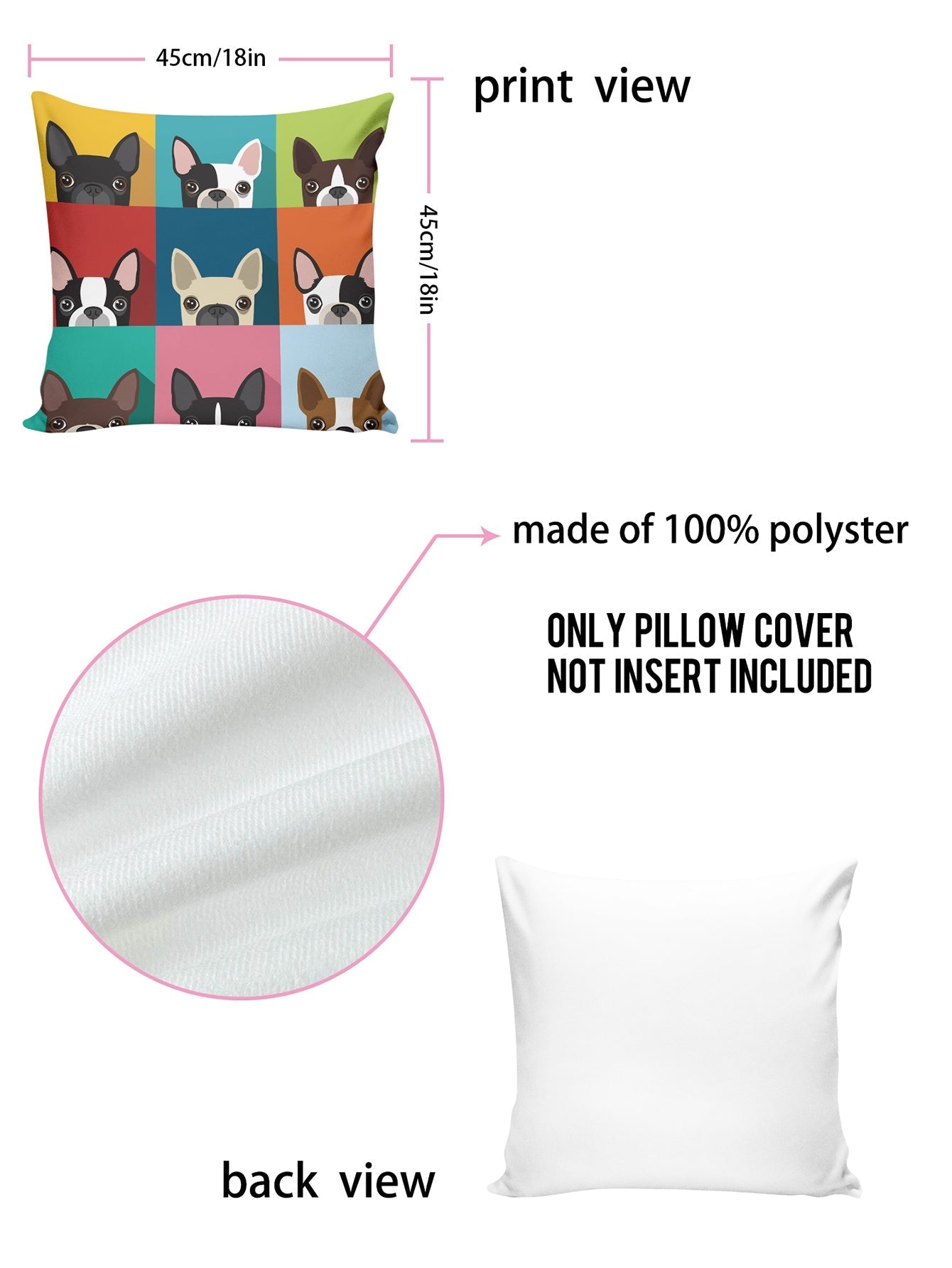Buy SHEIN 1pc Cute Square Dog Printed Pillowcase Without Pillow Inner in Pakistan