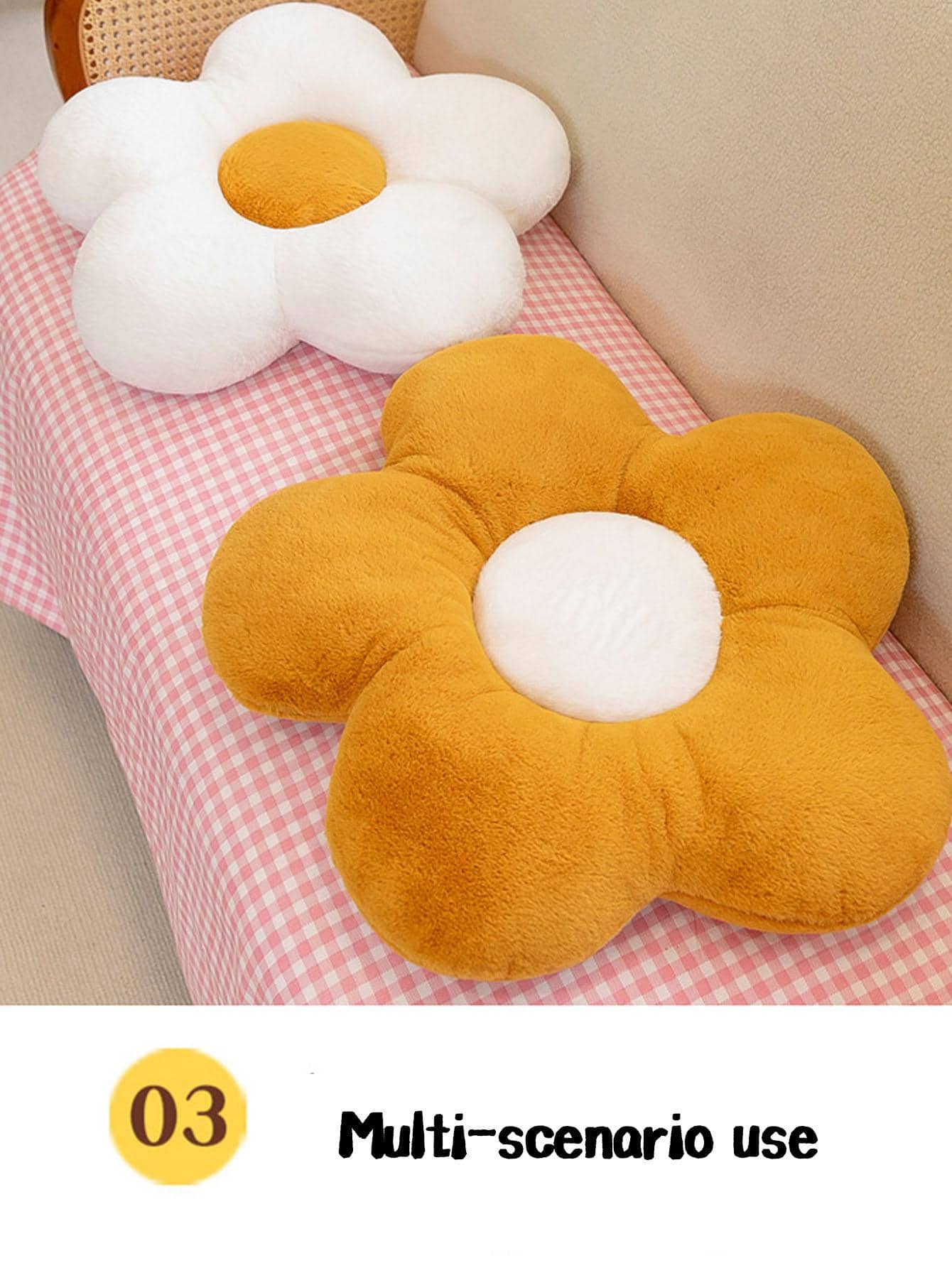 Buy SHEIN 1pc Flower Pillow, Flower Shaped Throw Pillow Butt Cushion Flower Floor Pillow, Seating Cushion, Cute Room Decor & Plush Pillow for Bedroom Sofa Chair(White/Yellow, 35cm*35cm/50cm*50cm) in Pakistan