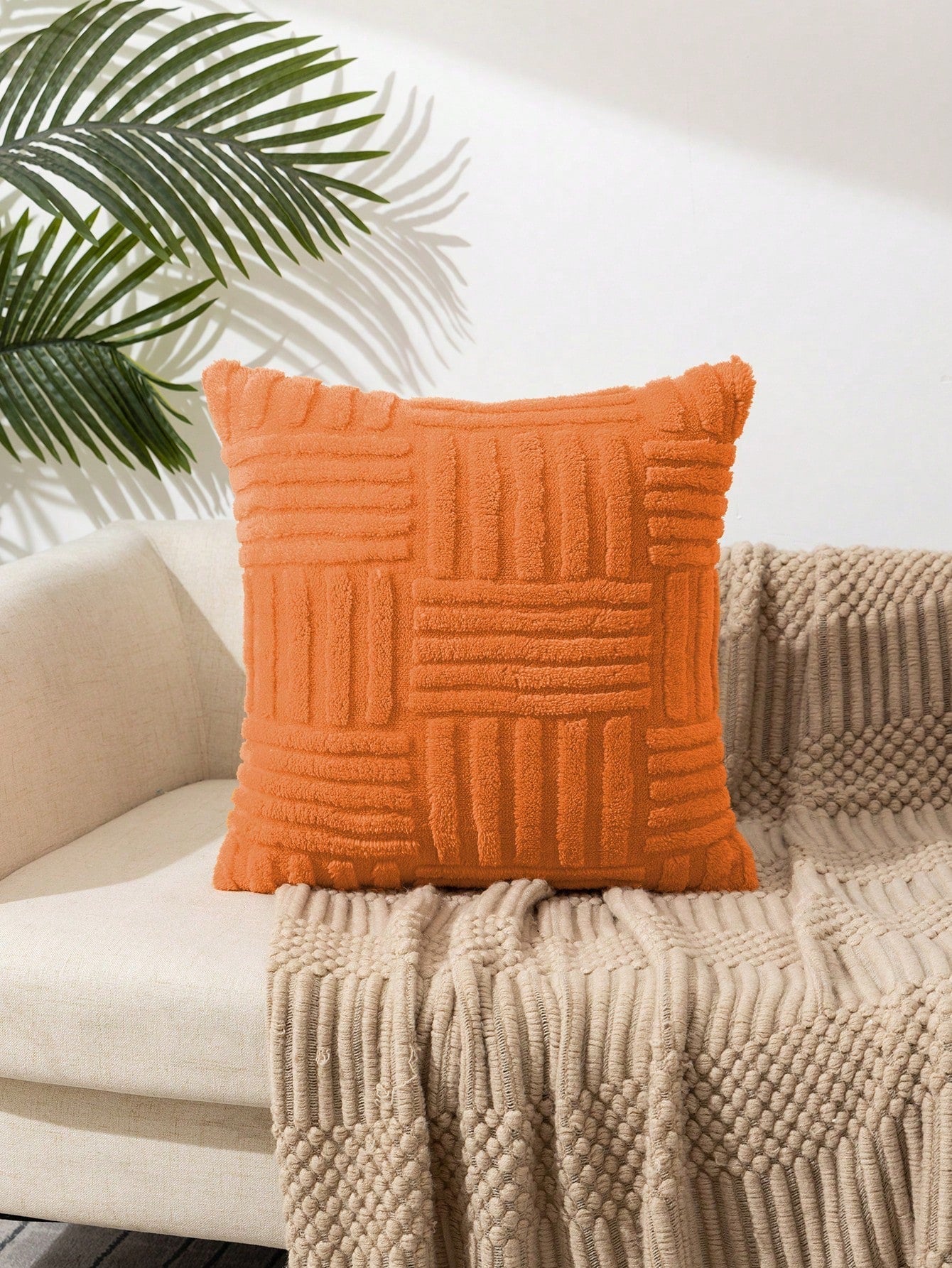 Buy SHEIN 1pc Geometric Tufted Cushion Cover Without Filler, Minimalist Fabric Decorative Throw Pillow Cover For Home in Pakistan