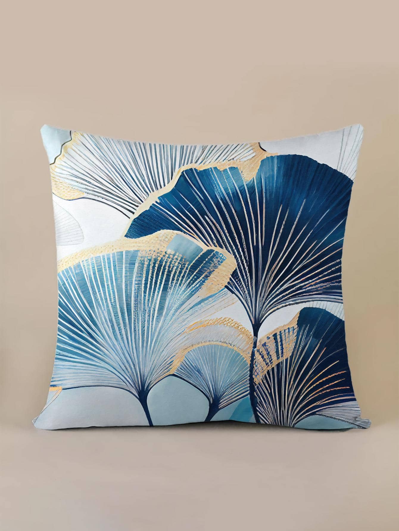 Buy SHEIN 1pc Ginkgo Biloba Pattern Cushion Cover Without Filler, Modern Fabric Soft Stretchy Throw Pillow Cover For Household in Pakistan