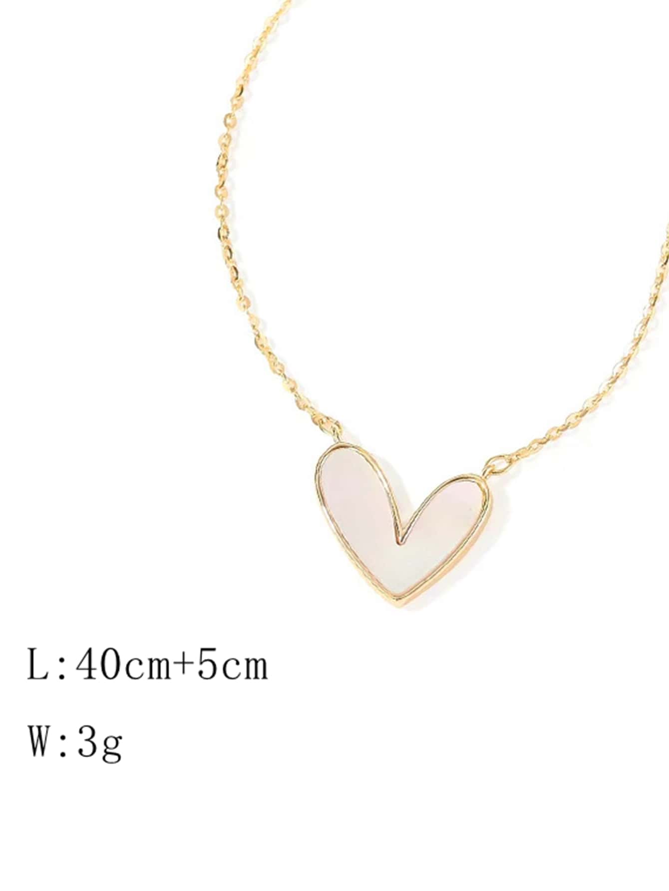 Buy SHEIN 1pc Golden Plated Stainless Steel Necklace With White Acrylic Heart Pendant in Pakistan