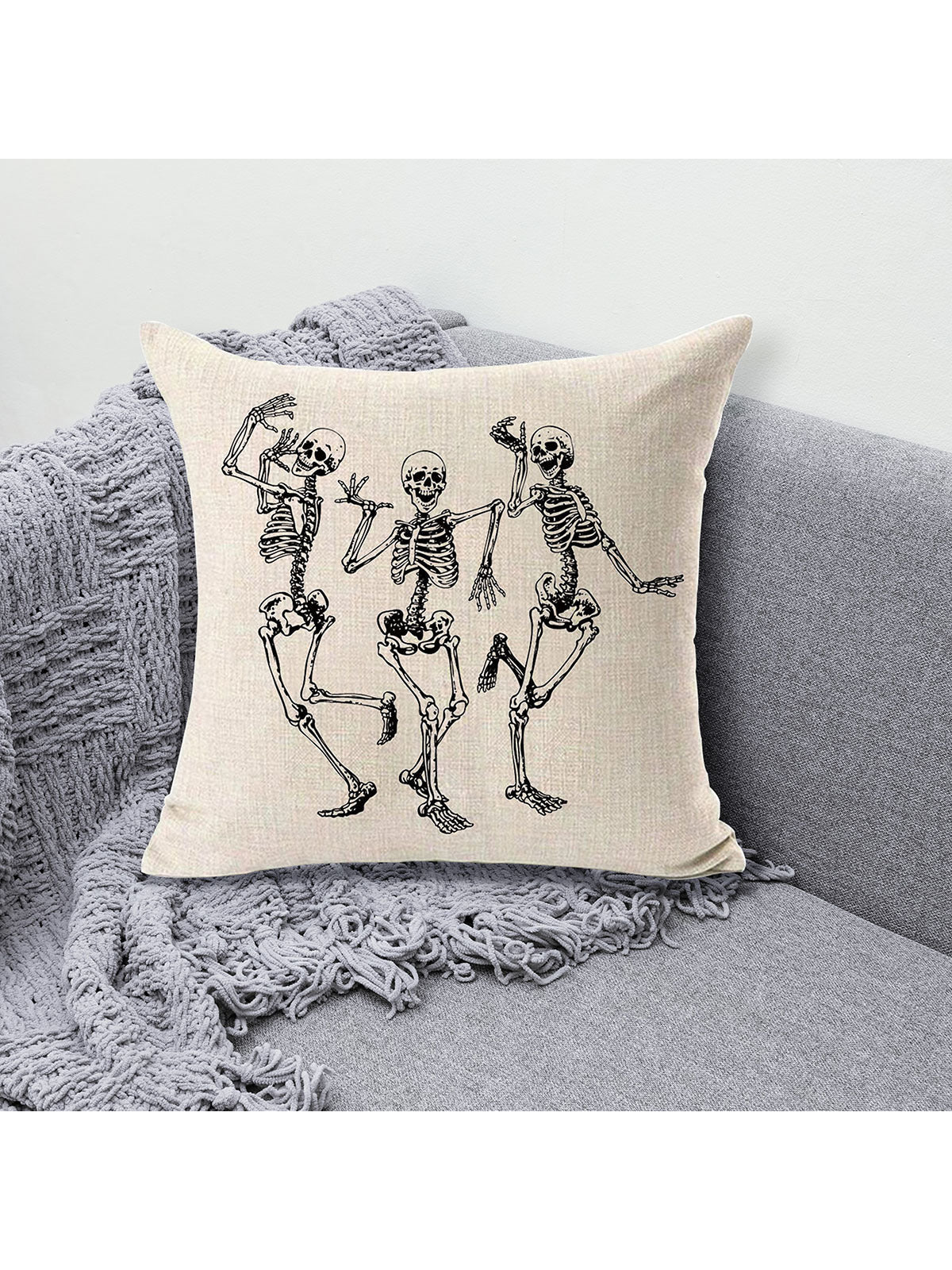 Buy SHEIN 1pc Halloween Decor Skull Patterned Pillow Cover, Sofa Cushion Case in Pakistan