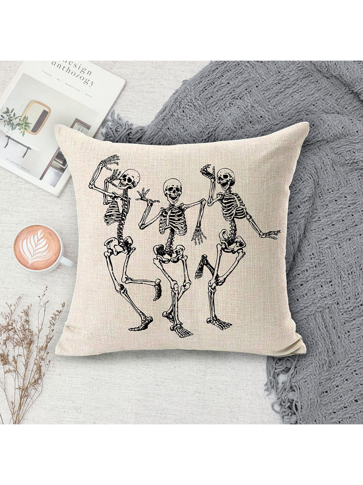 Buy SHEIN 1pc Halloween Decor Skull Patterned Pillow Cover, Sofa Cushion Case in Pakistan