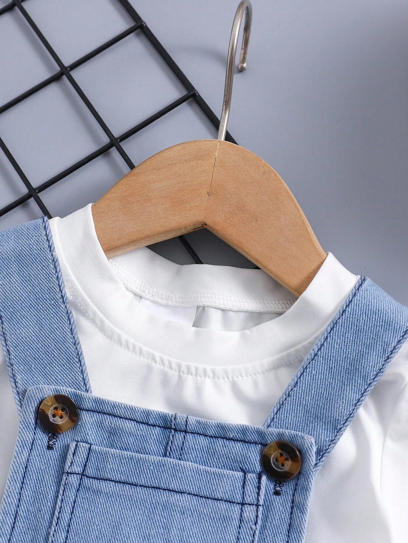 Buy SHEIN 1pc New Design Baby Girls Heart Print Casual Denim Overalls in Pakistan