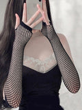 Buy SHEIN 1pc Solid Fishnet Fingerless Gloves in Pakistan
