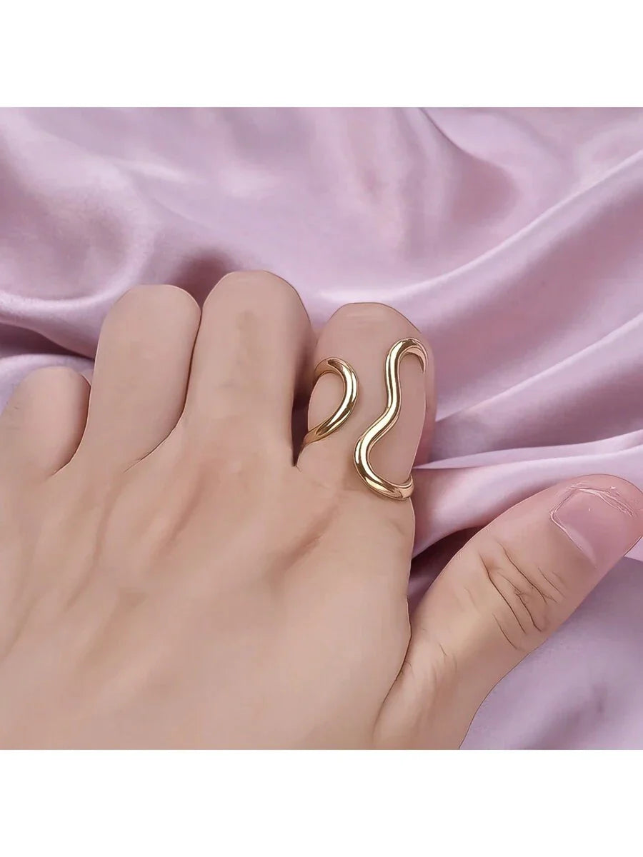 Buy SHEIN 1pc Stainless Steel Gold Color Ring Colorfast Popular Party Personalized Exaggerated Charms Jewelry Women in Pakistan