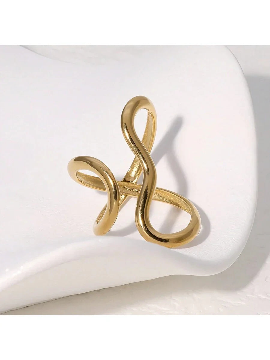 Buy SHEIN 1pc Stainless Steel Gold Color Ring Colorfast Popular Party Personalized Exaggerated Charms Jewelry Women in Pakistan