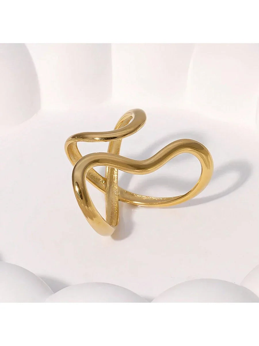 Buy SHEIN 1pc Stainless Steel Gold Color Ring Colorfast Popular Party Personalized Exaggerated Charms Jewelry Women in Pakistan