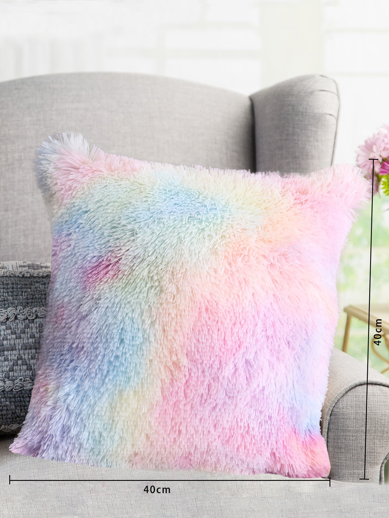 Buy SHEIN 1pc Tie Dye Plush Pillowcase, Modern Fabric Square Cushion Cover For Living Room, Home Decor in Pakistan