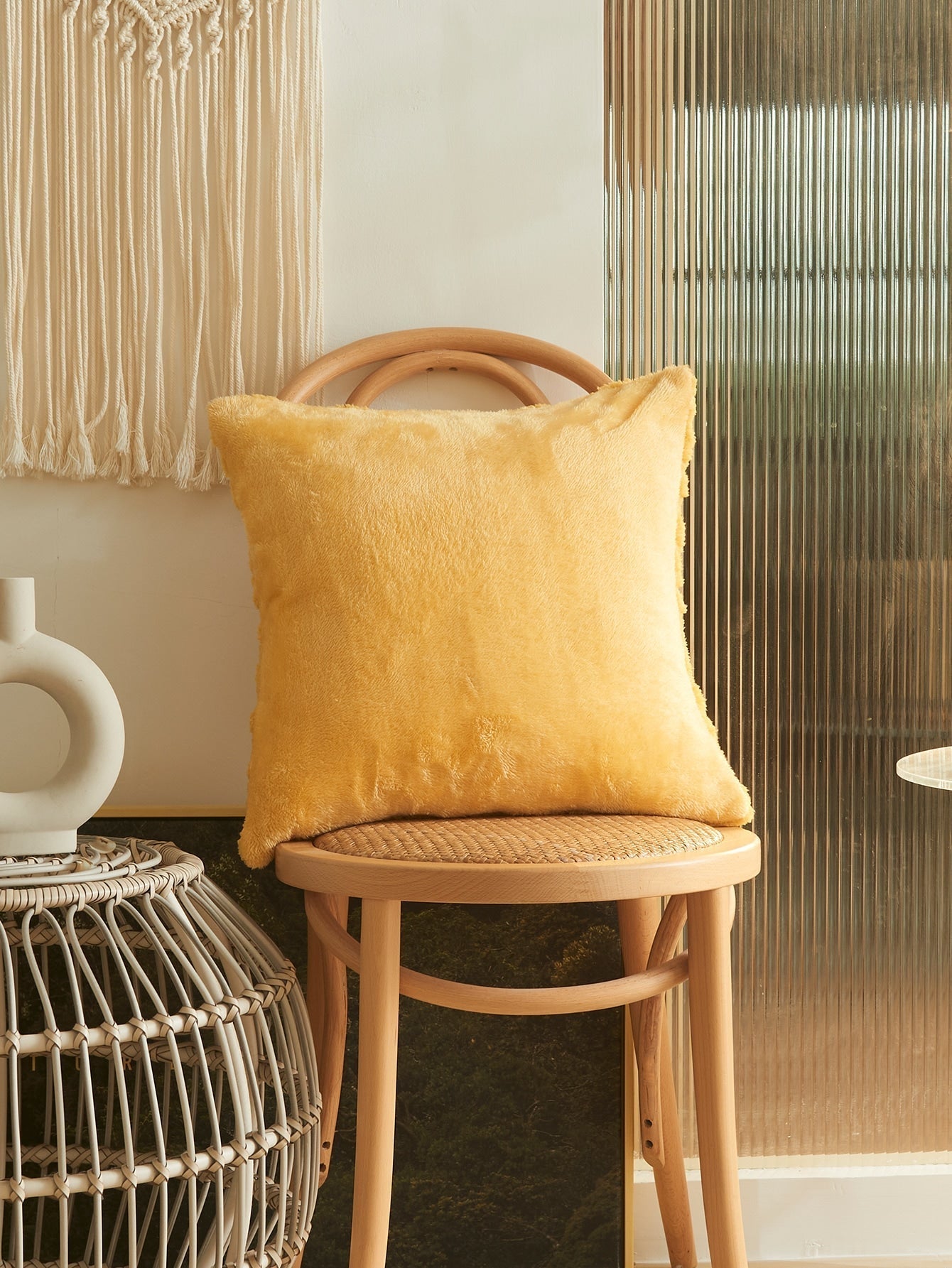 Buy SHEIN 1pc Tufted Cushion Cover Without Filler, Yellow Throw Pillow Case, Pillow Insert Not Include, For Sofa, Home Decor in Pakistan