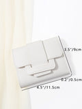 Buy SHEIN 1pc White Belt Design Decoration PU Portable Triple Fold Flap, With Multiple Card Slots in Pakistan