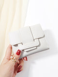 Buy SHEIN 1pc White Belt Design Decoration PU Portable Triple Fold Flap, With Multiple Card Slots in Pakistan