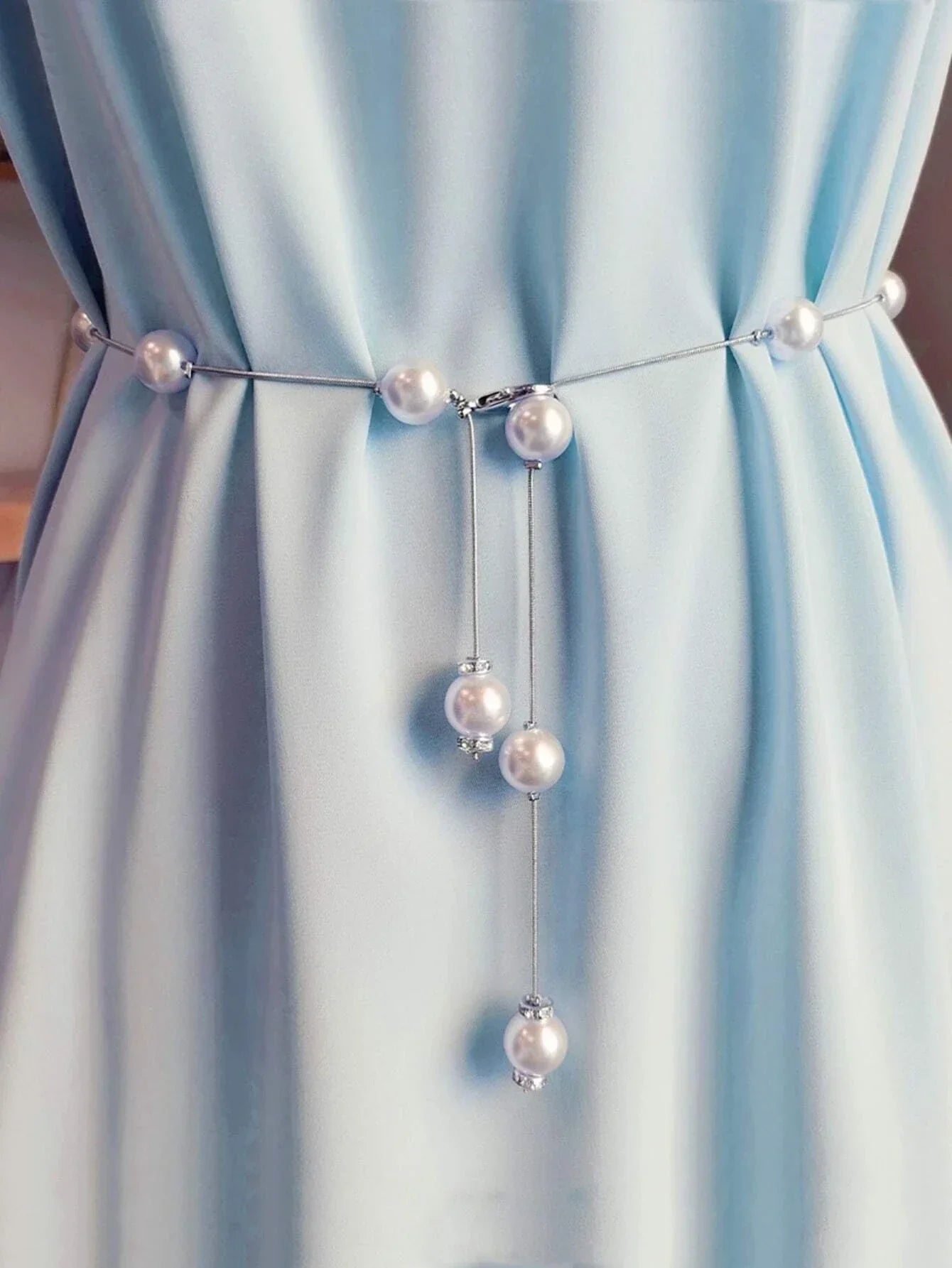 Buy SHEIN 1pc Women Faux Pearl Decor Elegant Chain Belt For Dress Decoration in Pakistan