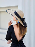 Buy SHEIN 1pc Women's Wide Brim Straw Hat With Ribbon Bow in Pakistan