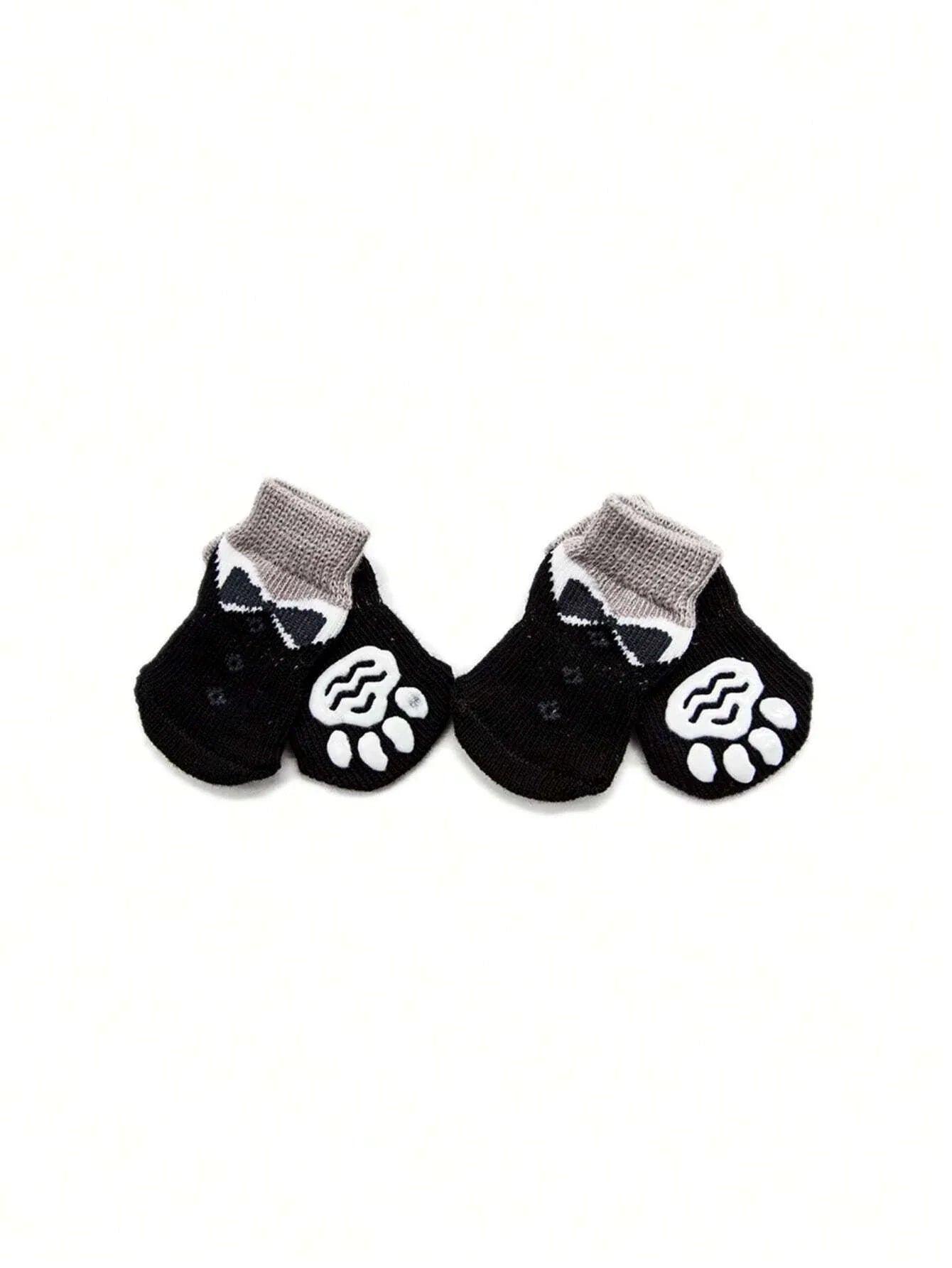 Buy SHEIN 1set/4pcs Black Bowtie Design Pet Socks For Indoor, Warm, Anti-slip And Quiet in Pakistan