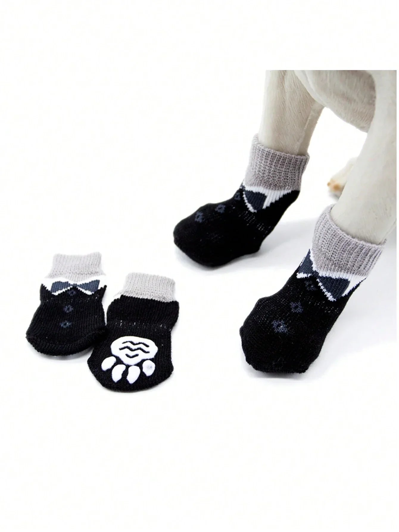 Buy SHEIN 1set/4pcs Black Bowtie Design Pet Socks For Indoor, Warm, Anti-slip And Quiet in Pakistan