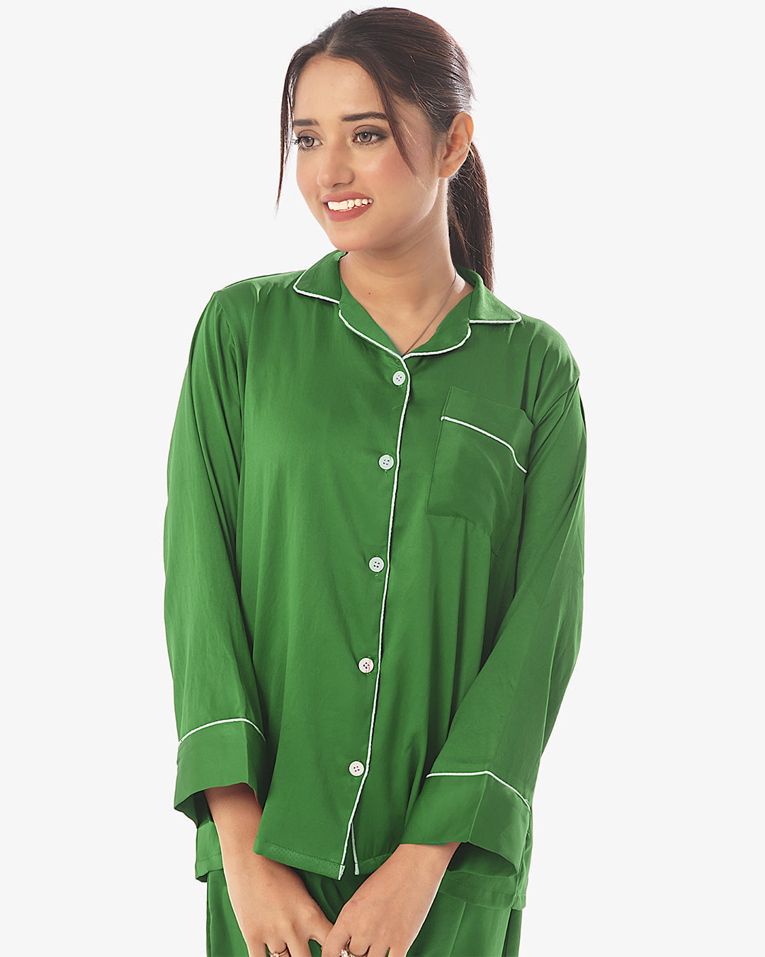 Buy Silk Pajama Suit with Scrunchie - Pearl in Pakistan