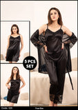 Buy Florea - 5 Pcs Silk Nighty Set With Gown - 125 in Pakistan