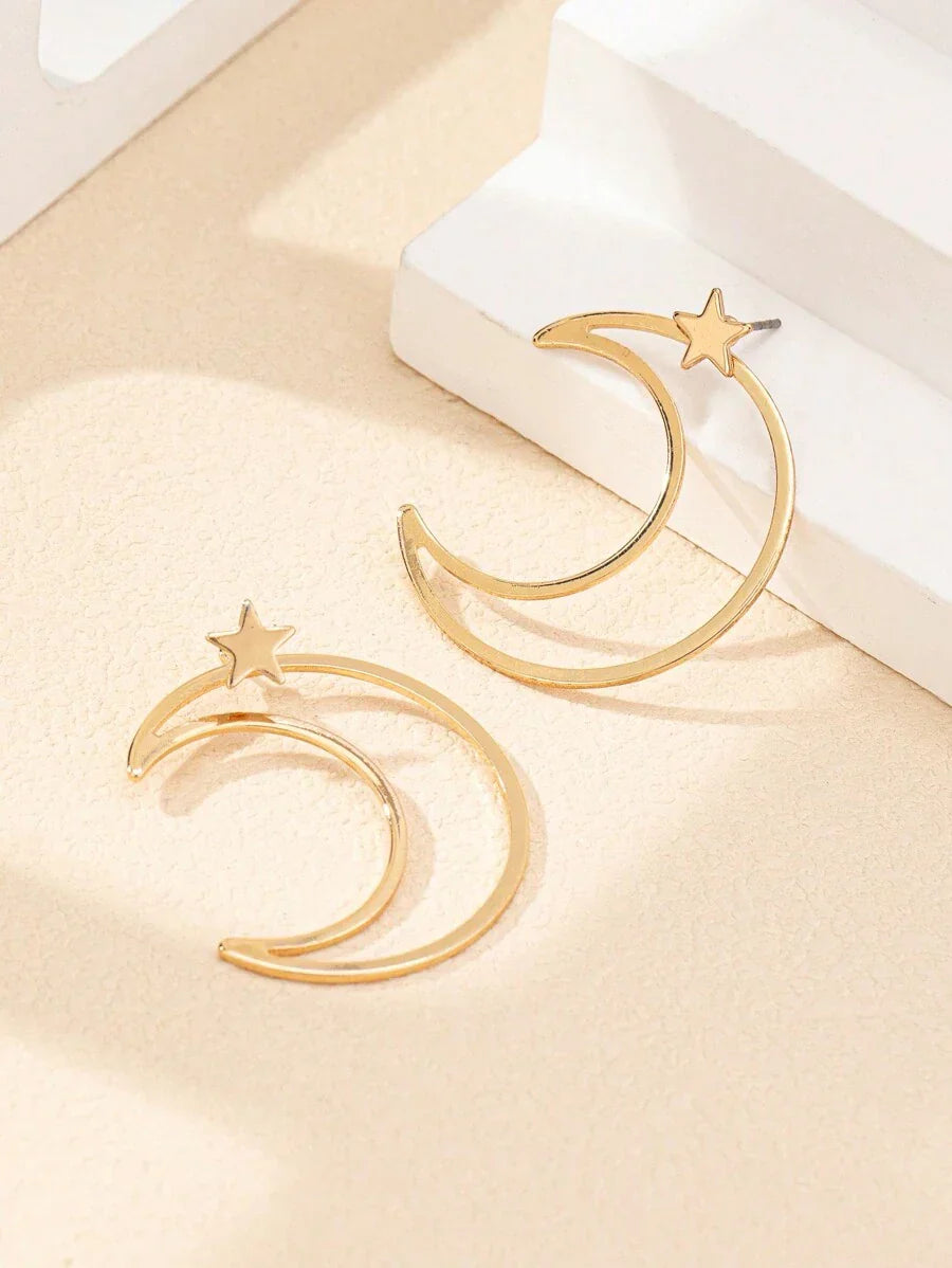 Buy SHEIN 2 Pieces/Set Of Light Luxury Star Moon Style Hollow Metal Design Suitable For Women's Daily Wear in Pakistan