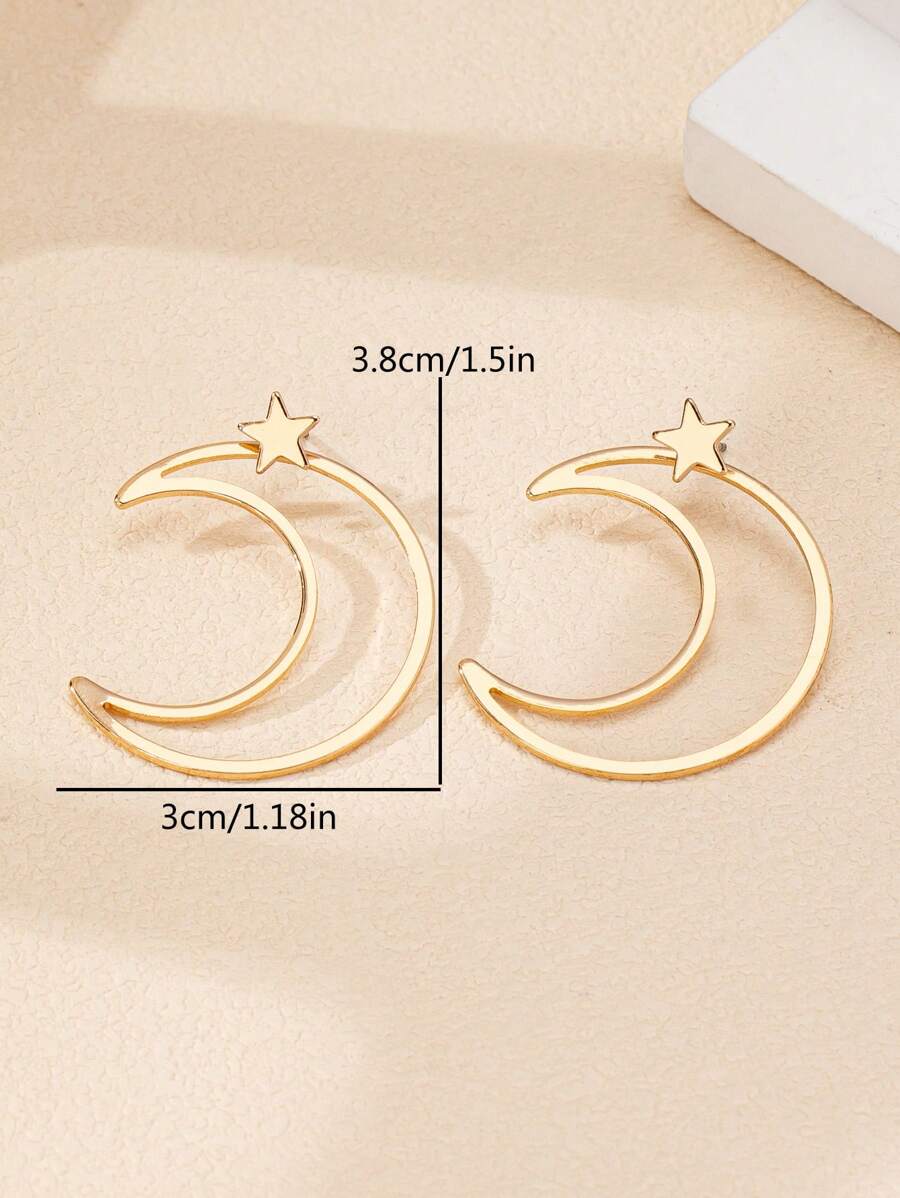 Buy SHEIN 2 Pieces/Set Of Light Luxury Star Moon Style Hollow Metal Design Suitable For Women's Daily Wear in Pakistan