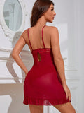 Buy SHEIN 2pcs/Set European And American Style Sexy Mesh See-Through Temptation Lingerie Set For Women, Includes Lace Camisole And V-Neck Strap Set For Sexy Lingerie in Pakistan