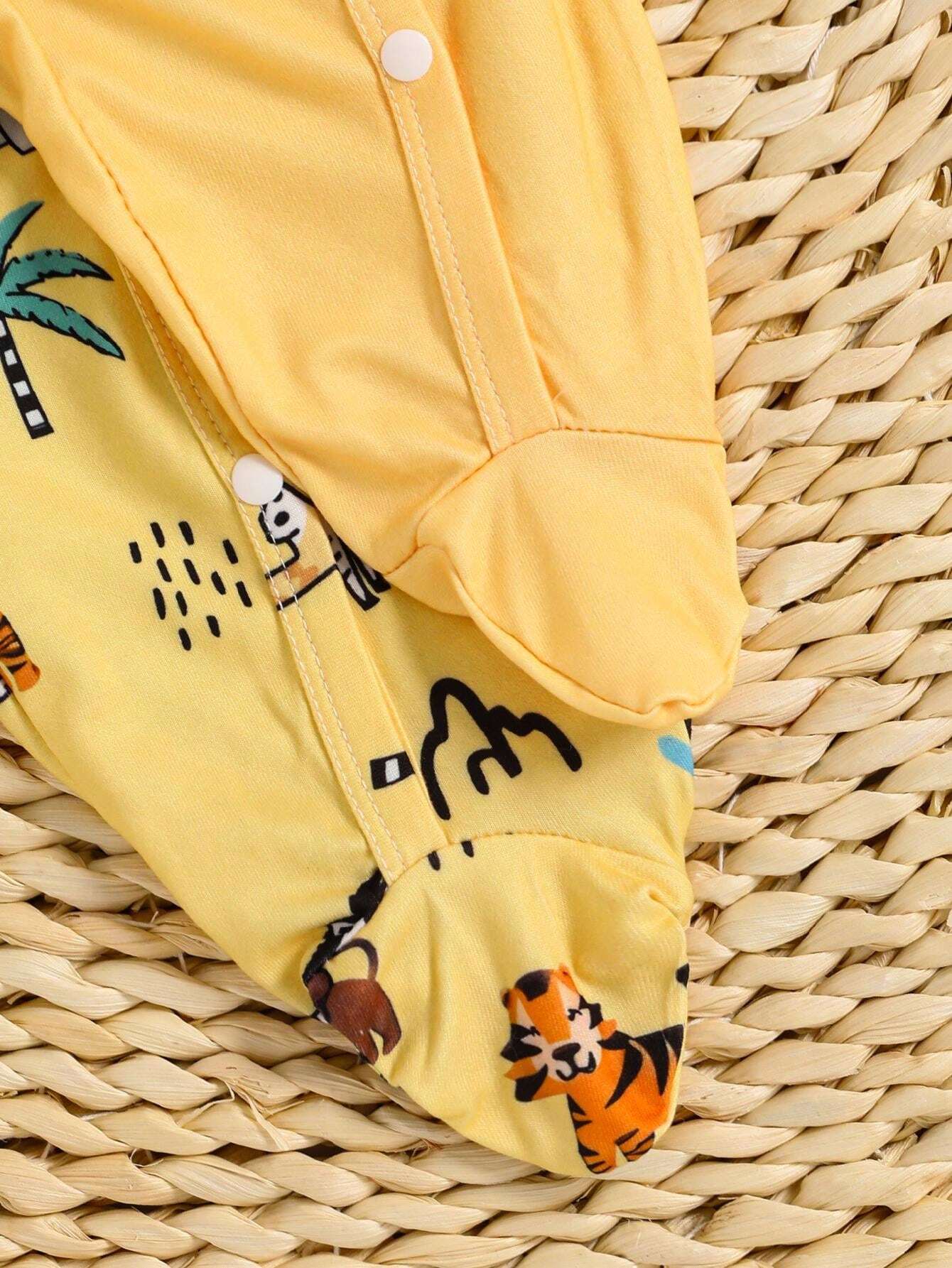 Buy SHEIN 2pcs/Set Infant/Toddler Boys Simple Cute Printed Snap Front Romper in Pakistan