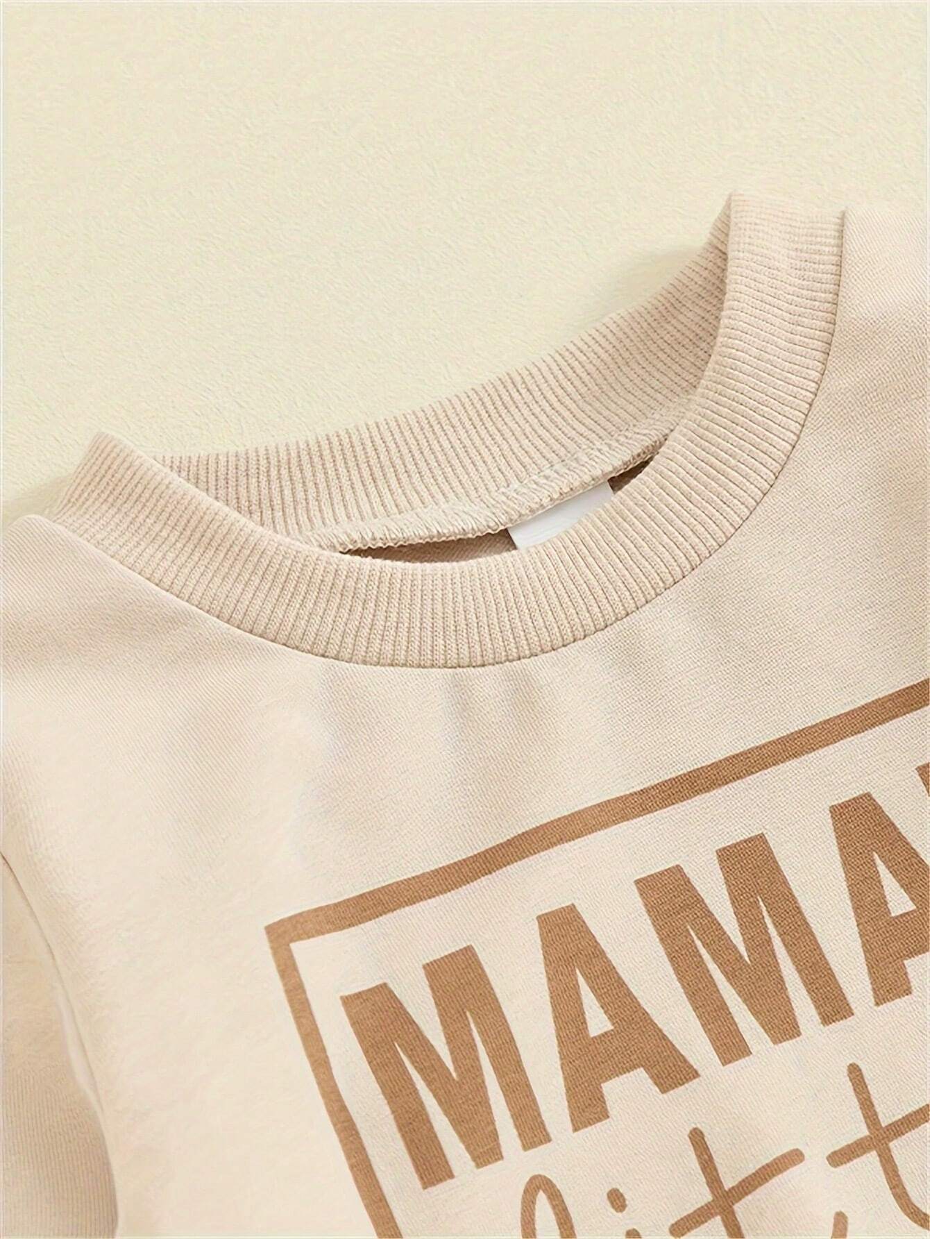 Buy SHEIN 2pcs Baby Boy "Mom's Little Man" Letter Print Long Sleeve Sweatshirt And Pants Sports Suit in Pakistan