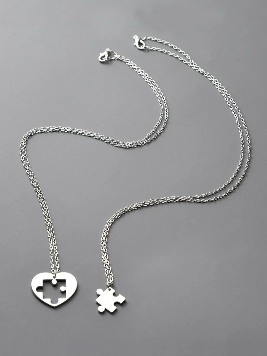 Buy SHEIN 2pcs Puzzle Pendant Necklace in Pakistan