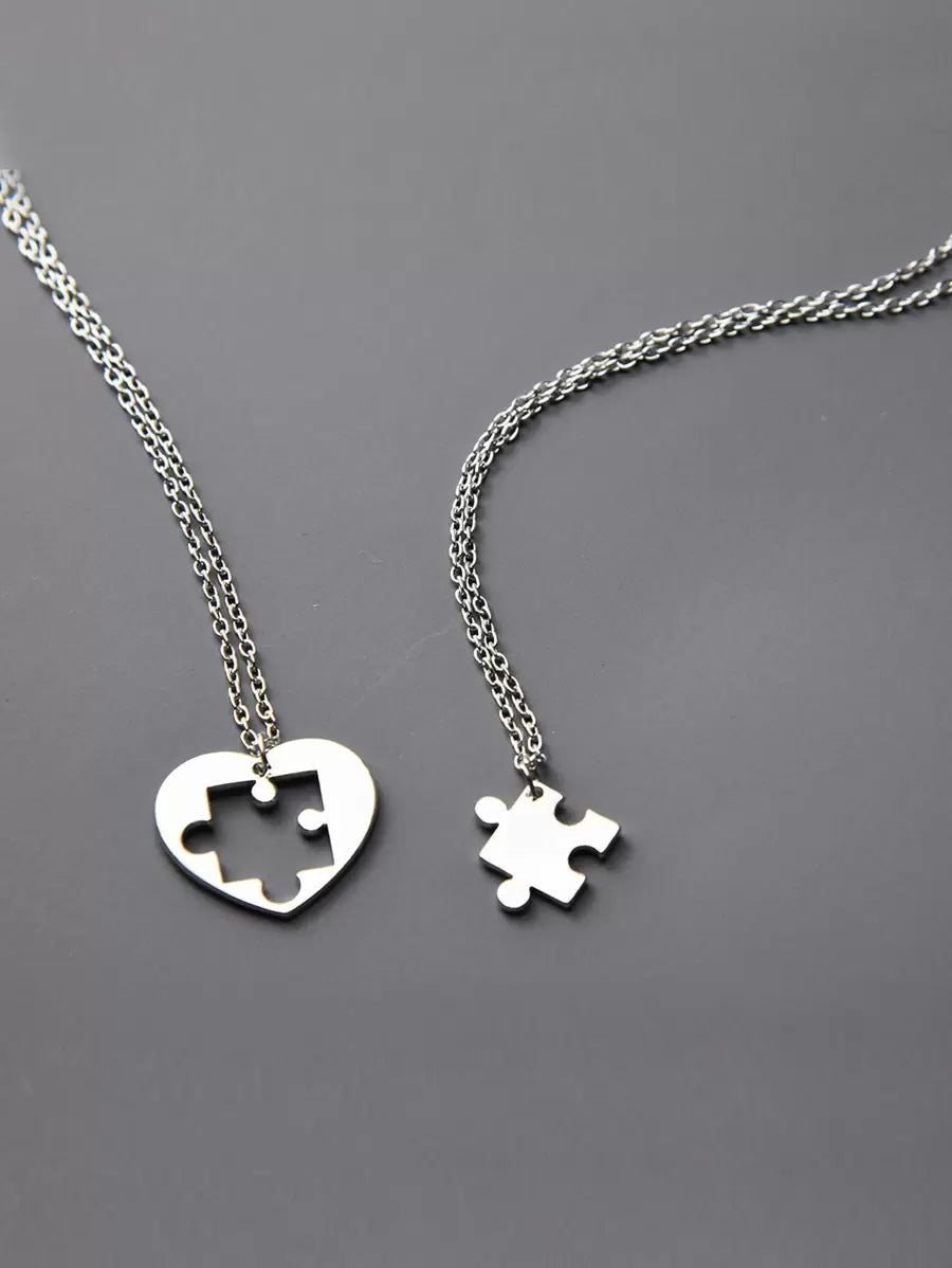 Buy SHEIN 2pcs Puzzle Pendant Necklace in Pakistan