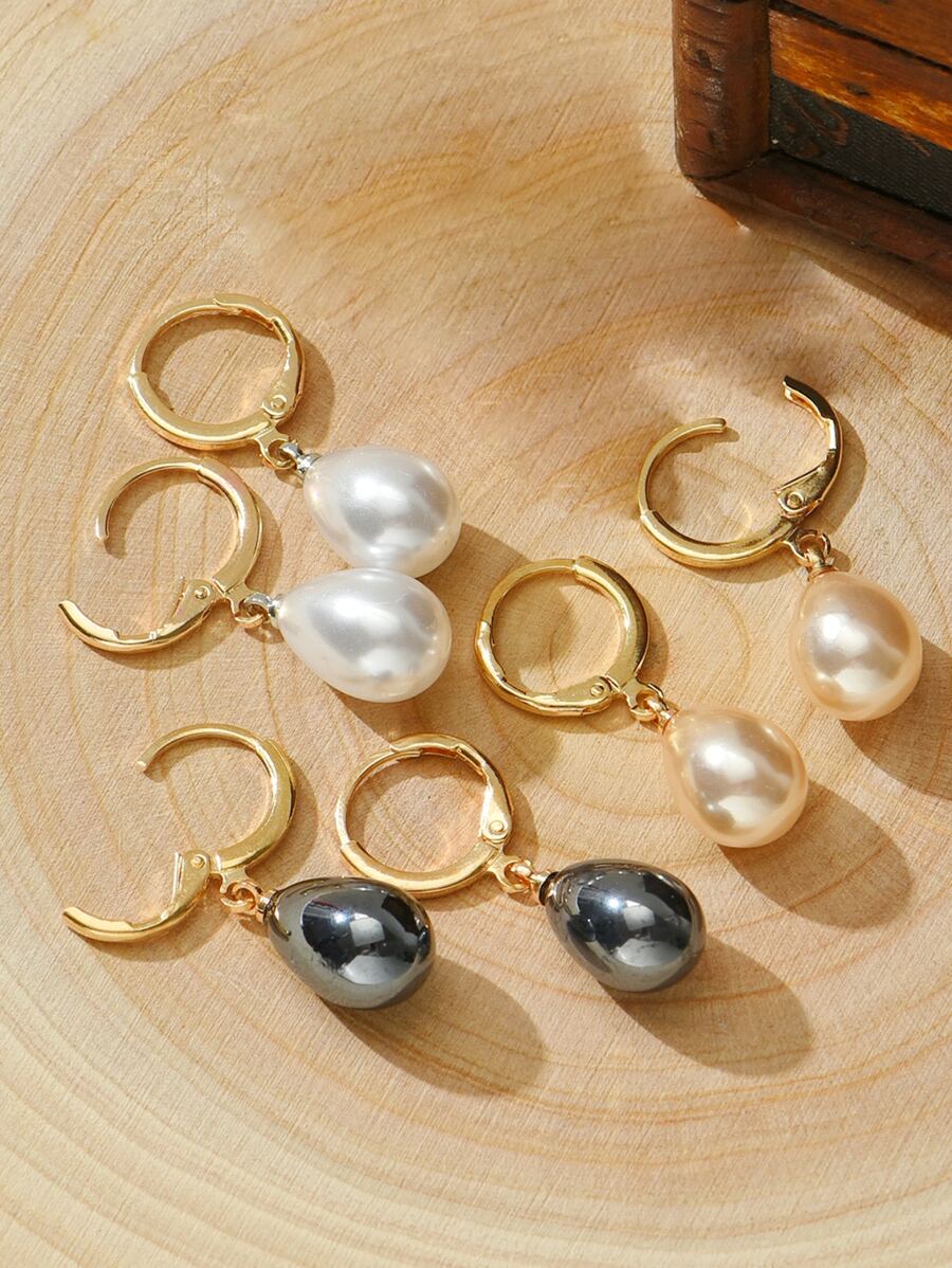 Buy SHEIN 3pairs Faux Pearl Charm Earrings in Pakistan