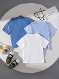 Buy SHEIN 3pcs Baby Boy Solid Color Polo Shirt Short Sleeve Set, Summer in Pakistan