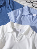 Buy SHEIN 3pcs Baby Boy Solid Color Polo Shirt Short Sleeve Set, Summer in Pakistan