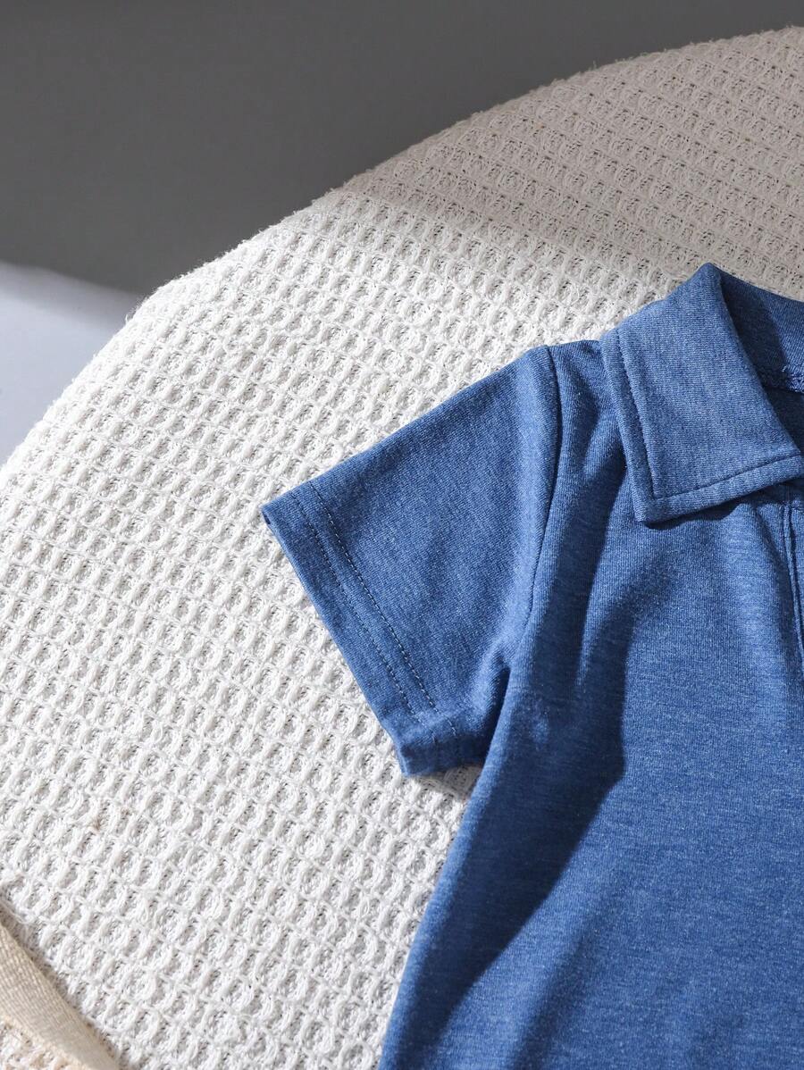 Buy SHEIN 3pcs Baby Boy Solid Color Polo Shirt Short Sleeve Set, Summer in Pakistan