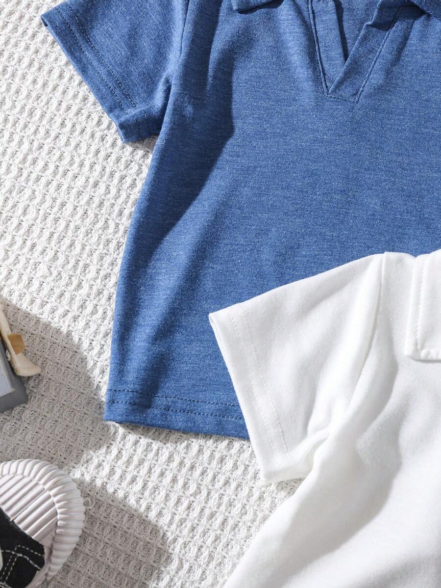 Buy SHEIN 3pcs Baby Boy Solid Color Polo Shirt Short Sleeve Set, Summer in Pakistan