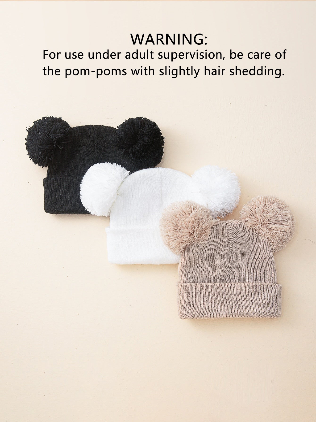 Buy SHEIN 3pcs Baby Plush Ball Decor Hat in Pakistan