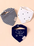 Buy SHEIN 3pcs Baby Striped & Letter Graphic Bandana Bib Set in Pakistan