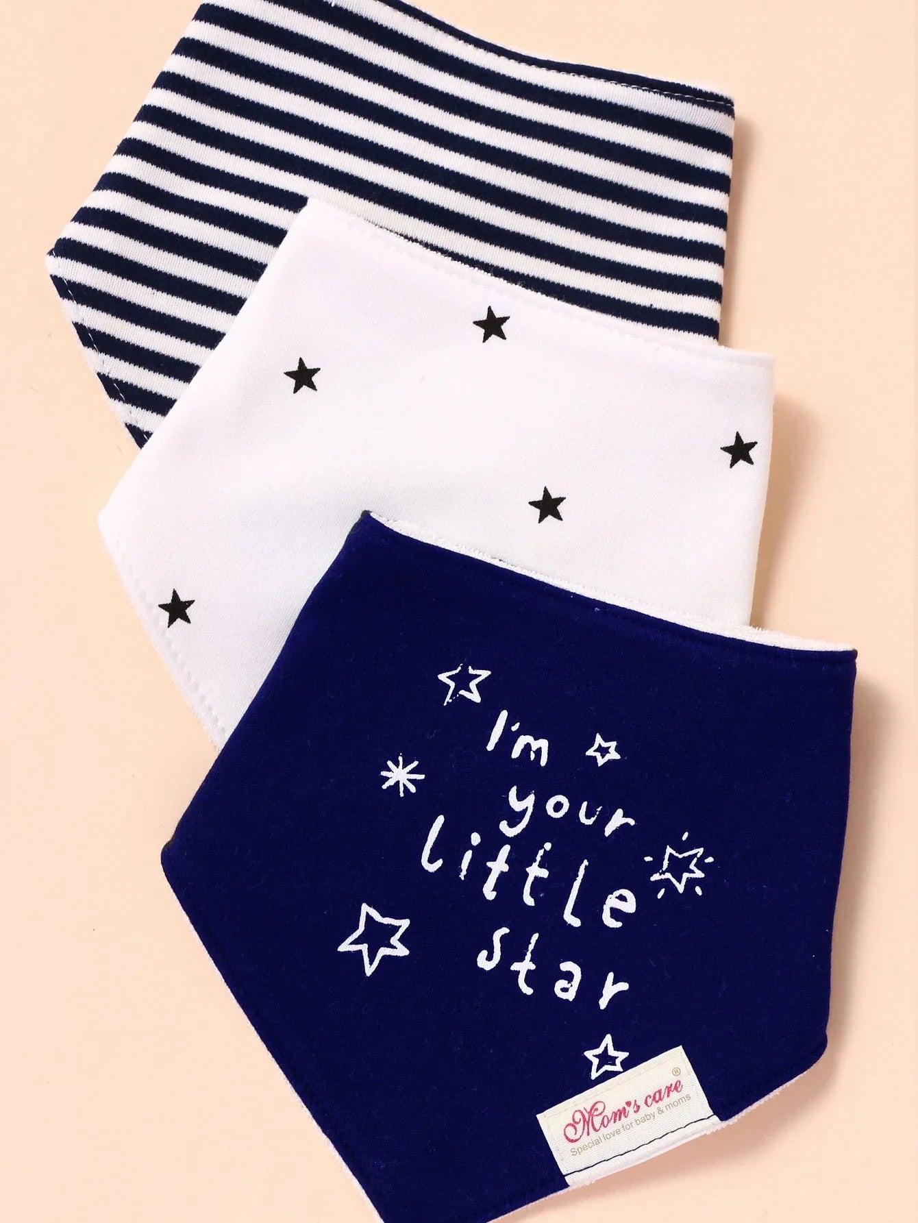Buy SHEIN 3pcs Baby Striped & Letter Graphic Bandana Bib Set in Pakistan